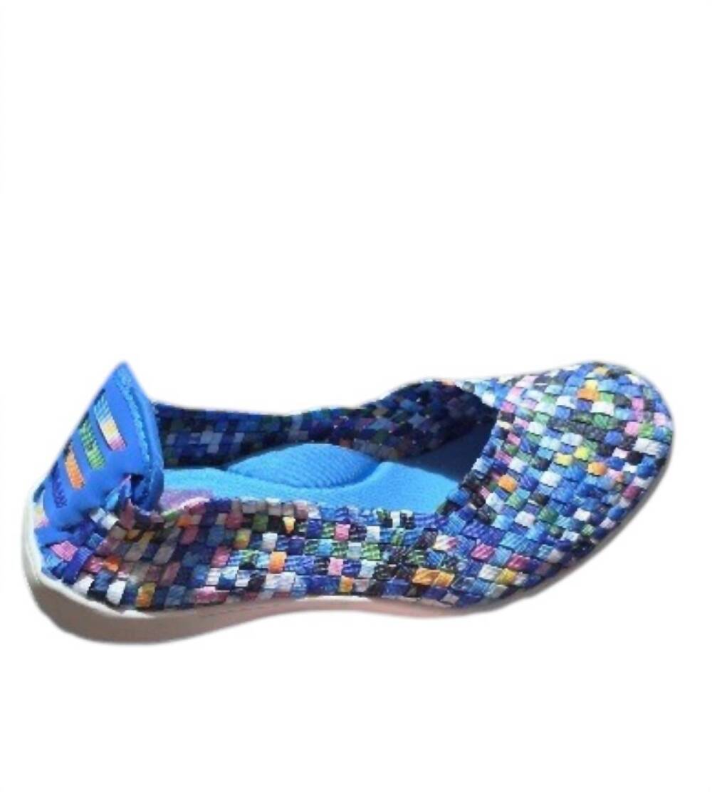 NEW ZEE ALEXIS women's spice woven slip on flats in turquoise multi